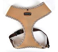 Puppia Vivien Check Dog Harness A (Over-the-Head) Fashionable Mesh Spring Summer Harness for Small Dogs, Beige, Medium
