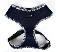 Puppia Vivien Check Dog Harness A (Over-the-Head) Fashionable Mesh Spring Summer Harness for Small Dogs, Navy, Large