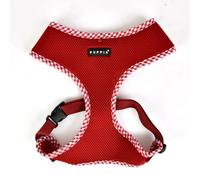 Puppia Vivien Check Dog Harness A (Over-the-Head) Fashionable Mesh Spring Summer Harness for Small Dogs, Wine, Large
