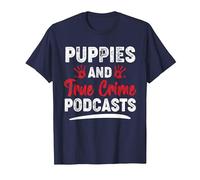 Puppies and True Crime Podcasts Serial Killer True Crime T-Shirt, Men, Navy Blue, 4X-Large