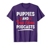 Puppies and True Crime Podcasts Serial Killer True Crime T-Shirt, Men, Purple, 3X-Large