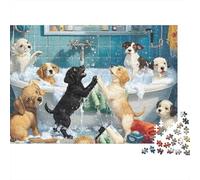 Puppies Bath Time Fun 1000 Pc Sturdy Cardboard Premium Jigsaw Puzzle Couple Partners Decompression Challenge Wall Decoration Value Pack 38x26cm/1000pcs
