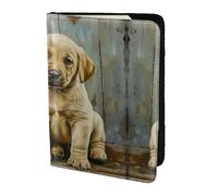 puppies dog print Leather Card Case Travel Accessories Passport Holder Cover Wallet for Women Men, Black, One Size