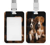 Puppies Dogs Pets Animals Badge Holder,Durable Sturdy Lanyard Badge Protector Push-Pull Type Adjustable Fashionable Work ID Cover for Metro Nurse Office