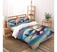 Puppies Fantasy Bedding Set 3D Digital Printing Animal Theme Duvet Cover Set 3 Pieces Chic Breathable for Boys & Girls Bed Set Pillowcase Super King（260x220cm）