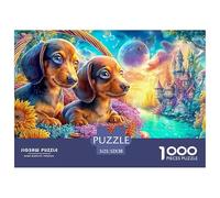Puppies in Basket, Fairy Castle Backdrop 1000-Piece Jigsaw Puzzle Cute Pet Dog Educational & Challenging, Recycled 52x38cm/1000pcs