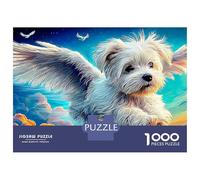 Puppies in Garden Jigsaws 1000 Piece Puzzle Winged Dog in Cosmic Sky Challenge High Difficulty Impossible Wall Decor for Adults Kids 38x26cm/1000pcs
