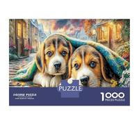 Puppies Under Blanket 1000Pieces JigsawPuzzlesTwo Beagles KidsforAdult Challenging LargePiecePuzzles Age12+byth EducationalGame Uncover The Puzzle 70x50cm/1000pcs