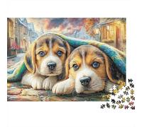 Puppies Under Blanket 500 Pieces Cartoon Style Jigsaw Puzzles for Adults Fun Education Game Home Decoration Stress Relief Toy Intellectual Game Challenge Educational (500pcs (52x38cm))