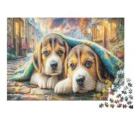 Puppies Under Blanket Paperboard Two Puppies Under Blanket on Street Classic Jigsaw Puzzle Interactive Boredom Buster 38x26cm/1000pcs