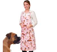 Puppington Pink Apron for Dog Lovers - Baking Boxers Edit - Funny Cute Pink Apron for Boxer Dog Parents - 100% Cotton Dog Mom Gifts for Kitchen (Bubble Gum Pink), Pink Pastry Pups, ALL