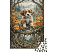 Puppy 1000 Piece Cardboard Jigsaw Puzzle Spring Forest for Adult Stress Relief Seekers Home Entertainment Unique Pattern 38x26cm/1000pcs