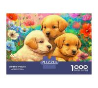 Puppy 1000 Piece Recycled Cardboard Puppies in Flower Field Puzzle, Concentration Training, Personalised Gift, Wall Decor & After-School Fun 70x50cm/1000pcs