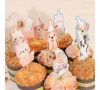 Puppy and Kitten Cupcake Toppers - Dog Cat Birthday Party Decorations, Pet Baby Shower Party Supplies, Puppies and Kitties Birthday Party, Adopt a Pet Cake Decorations
