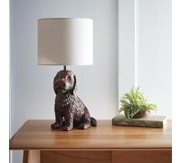 Puppy Animal Table Lamp in Antique Copper with Linen Shade Elegant Everyday Lighting Solution for Any Room in Your Home | Perfect for Bedside, Console, and Entrance Tables