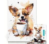 Puppy at Coffee Time 1000 Piece Jigsaw Puzzles for Teenagers Jigsaw Logic Ability Toy Soft Relax Accurate Cut Cherished Gift (38x52cm)