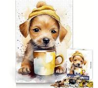Puppy at Coffee Time 1000 Piece Jigsaw Puzzles for Teenagers Jigsaw Memory Lift Light Relax Image Assembly (50x75cm)