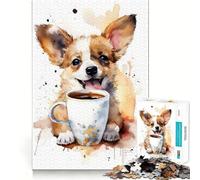 Puppy at Coffee Time Jigsaw Puzzles 1000 Piece for Teenagers Reason Skill Toy Serene Time Exact Cut Amazing Present (50x75cm)