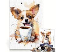 Puppy at Coffee Time Jigsaw Puzzles 1000 Piece for Teenagers Reason Skill Toy Serene Time Exact Cut Amazing Present (50x75cm)