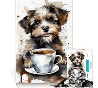 Puppy at Tea Time Hard Jigsaw Puzzle for Adults 1000 Pieces Boost Memory Soothing Play Premium Cut Perfect Present (50x75cm)
