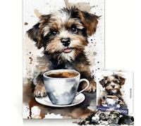 Puppy at Tea Time Hard Jigsaw Puzzle for Adults 1000 Pieces Boost Memory Soothing Play Premium Cut Perfect Present (50x75cm)