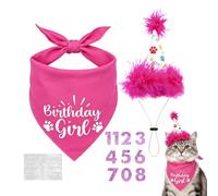 Puppy Birthday Party Decorations, Adjustable Dog Hat, Bandana Set for Small Medium Large Pets Photo Booth Indoor Celebration Event Supplies Reusable Pet Party Costume Banner Decor Kit