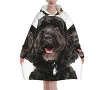 Puppy Black Cockapoo,Women's Oversized Wearable Blanket Hoodie, Blanket Sweatshirt,Flannel Pullover Blanket