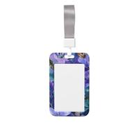 Puppy Blue Flowers Butterflies Sliding Id Badge Holder Hard Plastic Work Card Case Name Tag Protector for Nurses Office