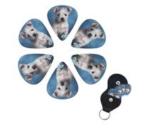 Puppy Blue Rose Print Guitar Picks 6 Pack Guitar Plectrums with Pick Holders Bass Picks For Acoustic Guitar Bass Electric Ukulele Includes 0.46mm, 0.71mm, 0.96mm