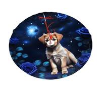 Puppy Blue Rose Printed Christmas Tree Skirt Christmas Plush Tree Skirt 36 inches (about91 cm) ChristmasIndoor and Outdoor