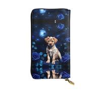 Puppy Blue Rose Printed Clutch (7.5x4.1 in) | Leather Wallet