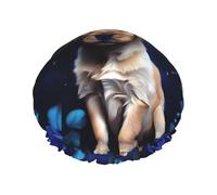 Puppy Blue Rose Printed shower cap, reusable, specially designed for women's long hair, double-layer structure, suitable for bathing.