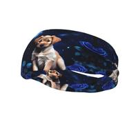 Puppy Blue Rose Sports Headbands for Men,Moisture Wicking RRXNBCGG Workout Headband, Sweatband Headbands for Running,Cycling,Football,Hairband for Women and Men