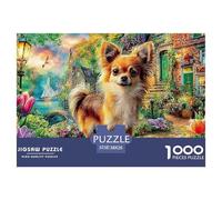 Puppy by Lake 1000-Piece Jigsaws Puzzles for Adults Chihuahua Garden Challenging & Brainteasing Classic Educational Games 38x26cm/1000pcs