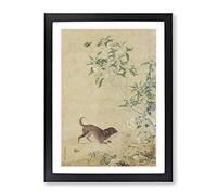 Puppy By Lang Shining Asian Japanese Framed Print | A3 Black Framed Wall Art | Ready to Hang | Asian Animal Picture | Living Room Bedroom Lounge Office