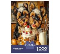 Puppy Cake Milk 1000 Pieces Jigsaw Puzzle Set Canine Celebration Vibe Premium Jigsaw Puzzle Sturdy Cardboard Couple Partners Ultra Difficult Christmas 52x38cm/1000p