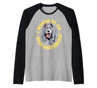 Puppy Cartoon Pet Dog Breed I Wanna be an Irish Wolfhound Raglan Baseball Tee