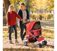 PawHut Pet Stroller Carrier Foldable Deluxe Jogger Walk Travel Dog Cat 4 Wheels