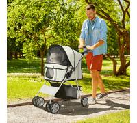 Puppy Cat Dog Travel Stroller Pushchair Jogger Carrier Awivel Wheels Buggy PawHut Grey 35cm