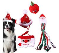 Puppy Christmas Chew Toys | Santa Squeaky Plush Rope Toys | Festive Interactive Teething Toys for Dogs | Perfect Holiday Pet Toys for Home or Pet Store Decorations