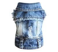Puppy Christmas Clothing Dress Dog Vest Dog Jacket Jean Spring Cats Shirt Cool Fashion Breathable for Small Clothes Pet Clothing Small Dog Clothes Large (Blue F, One Size)