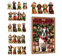 Puppy Christmas Countdown Calendar - 24 Pieces Acrylic Hanging Ornaments, Holiday Countdown Decoration for Pets, 2D Puppy Design, Use for Tree and Home Presentation, Christmas Decor