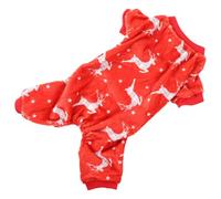 Puppy Christmas Pajama Dog Warm Flannel Costume for Small Dogs | Thickened Sweater Style, Winter Party Wear, Long-time Use, Red Elk Pattern, Hair Containment