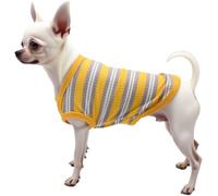 Puppy Clothes for Small Dogs - Cute Cotton Rib Dog Shirt, Sleeveless Breathable T-Shirt for Shih Tzu, Chihuahua, Yorkie,Summer Pet Outfit,Photo Shoot & Daily Wear（Small,Yellow,Fits 3-4 lbs Pets）