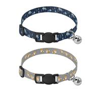 Puppy Collar Adjustable Girl and Boy Collar 2 Packs Wolf Forests Blue Ranch Fox Yellow Gray