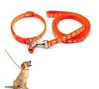 Puppy Collar, Dog Collar and Lead Set, Adjustable Pet Collar, Small and Medium Dog Collar Leash, for Puppies Kittens Dogs Cats, Orange