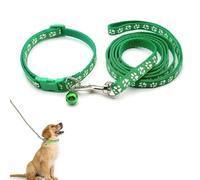 Puppy Collar, Dog Collar and Lead Set, Adjustable Pet Collar, Small and Medium Dog Collar Leash, for Puppies Kittens Dogs Cats, Green