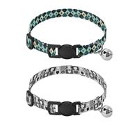 Puppy Collar Quick Release Buckle Female Dog Collars 2 Pack Green Black Lady Bugs Grey Wolves Cute
