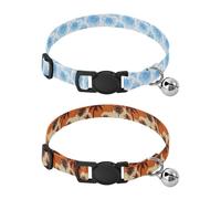 Puppy Collar Release Buckle Dog Collar for Female Dogs 2 Pcs Tie-dye Vanilla Blue Palm Tree Obsidian Orange Brown