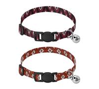 Puppy Collar Release Buckle Girl and Boy Dog Collars 2 Pcs Dark Red Ikat Hand-Drawn Brick Red Ikat